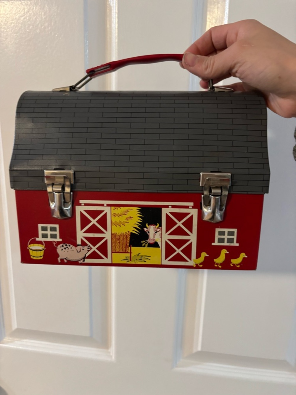 Vintage Red Barn Metal Lunchbox by Thermos
